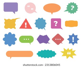 Conjunto de colorido discurso y forma geométrica de burbuja de pensamiento