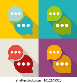 Set of colorful speech bubble with shadow in flat design