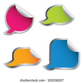 Set of colorful speech bubble stickers different corner and place for your text. vector illustration