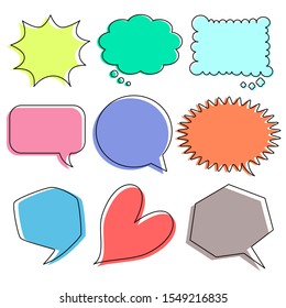 Set of colorful speech bubble vector isolated on white background.