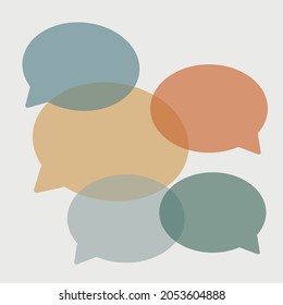 Conjunto de vector de burbuja de voz colorido con texto vacío, diferentes formas, cuadro de charla, diseño de ilustración de dibujos animados del contorno del cuadro de mensaje. Estilo de doodle en blanco plano de globo de charla con símbolo de signo de pensamiento