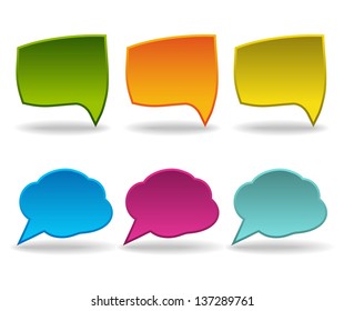 set of colorful speech bubbles
