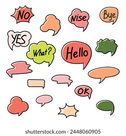 Set of colorful speech bubbles. Cartoon or comic labels. comic speech. Flat design vector illustration isolated on background.