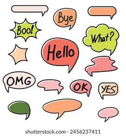 Set of colorful speech bubbles. Cartoon or comic labels. comic speech. Flat design vector illustration isolated on background.