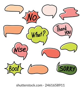 Set of colorful speech bubbles. Cartoon or comic labels. comic speech. Flat design vector illustration isolated on background.