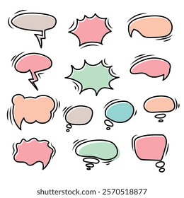 Set of colorful speech bubbles. Cartoon or comic labels. comic speech. Flat design vector illustration isolated on background.