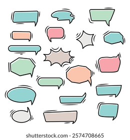 Set of colorful speech bubbles. Cartoon or comic labels. comic speech. Flat design vector illustration isolated on background.