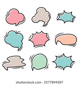 Set of colorful speech bubbles. Cartoon or comic labels. comic speech. Flat design vector illustration isolated on background.