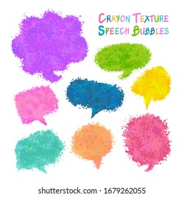 Set of colorful speech bubbles with crayon texture
