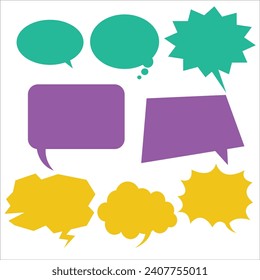 Set of colorful speech bubbles in flat style. Vector Illustration.