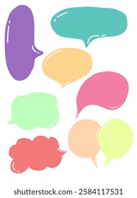 Set of colorful speech bubbles. Hand drawn illustration 