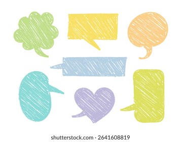 Set of Colorful speech bubbles in Hand-drawn style , chatting box, message box, think balloon, speak bubble, cartoon elements vector illustration