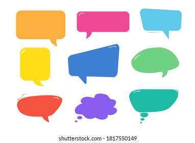 Set of colorful speech bubbles isolated on white background. Vector illustration