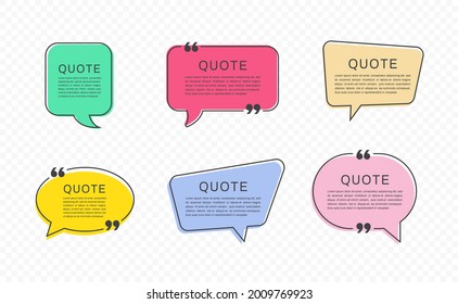 set of Colorful speech bubbles isolated on transparent background. Chat and talk icon. Design elements. vector illustration.