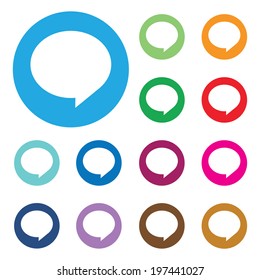 Set of Colorful Speech Bubbles on white background.