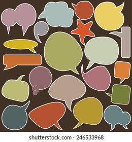 Set of colorful speech bubbles on brown background
