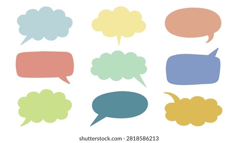 Set of colorful speech bubbles in pixel art style for digital chat interfaces