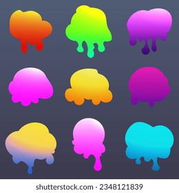 Set of colorful speech bubbles. Quotes frames. remark, mention quotations frame, callout text template. Talk, citation memo or dialog box bubble. Isolated black background. Vector, illustration.