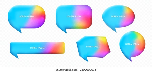 Set of Colorful Speech Bubbles. Rainbow Gradient. Vector Illustration.