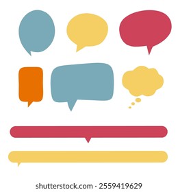 a set of colorful speech bubbles suitable for stickers, comics