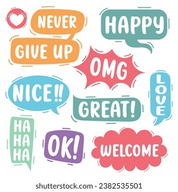 Set of colorful speech bubbles. Vector hand drawn illustration