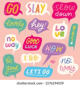 Set of Colorful Speech Bubbles with Words