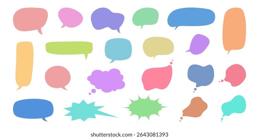 Set of colorful speech and chat bubbles, dialog boxes in vector illustration