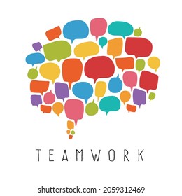 Set of colorful speech chatting bubble vector. Business team working together, brainstorming, discussing ideas for project, cooperation, partnership, sharing your opinion workspace dialog news concept