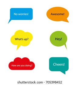 Set of Colorful Speech or Text Bubbles