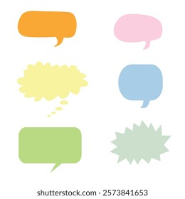 Set of colorful speech and thought bubbles in various shapes, perfect for communication, comics, or creative projects