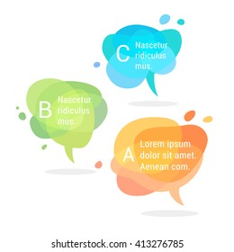Conjunto de colorido discurso o burbujas de pensamiento. Elementos de infografía de Vector. Colección de Elementos decorativos con mensajes cortos para el diseño de Sitios web.  Estilo plano. 