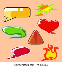 Set of Colorful Speech And Thought Bubbles