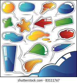 Set of colorful speech and thought bubbles
