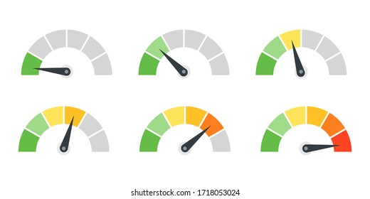 Set of colorful Speed meter isolated on white background.