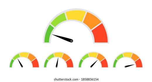 Set of colorful Speed meter isolated on white background.