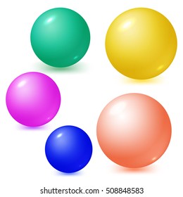 Set of colorful spheres isolated on white. Vector