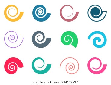 Set of colorful spiral icons on white background