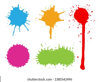 Set of colorful splashes.Color paint splatters.