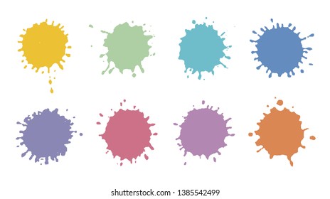 Set of colorful splashes.Color paint splatters.