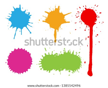 Set of colorful splashes.Color paint splatters.