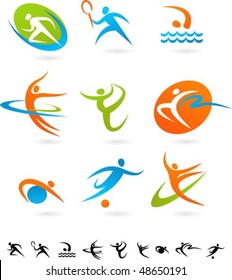 Set of colorful sport icons - 1