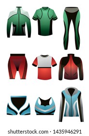 Set of colorful sport thermal clothes for men and women