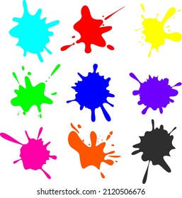 set of colorful spots with splashes