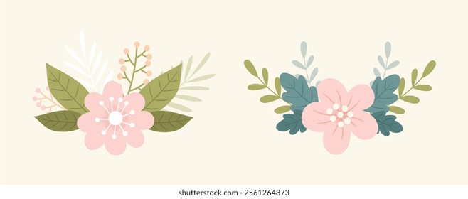 set colorful spring flower collection