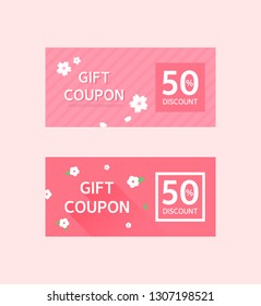 Set of colorful spring gift vouchers
