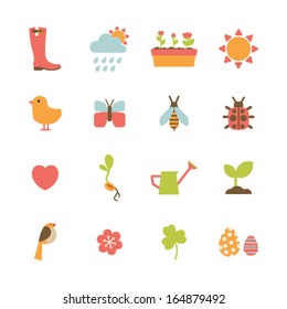 set of colorful spring icons