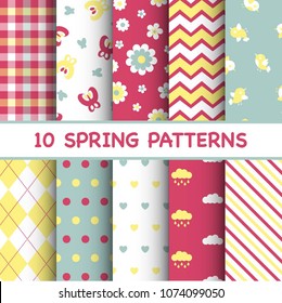 Set of colorful spring patterns