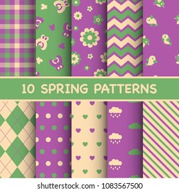 Set of colorful spring patterns