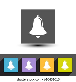 Set of colorful square alarm bell vector icon