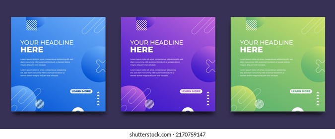 set of colorful square banners template design. Usable for social media post, card, and web.